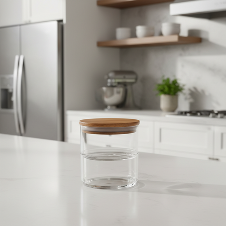 Glass Jar with 2 Layers and Wooden Lid 2x400ml