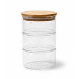 Glass Jar with 3 Layers and Wooden Lid 3x400ml