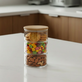 Glass Jar with 3 Layers and Wooden Lid 3x400ml