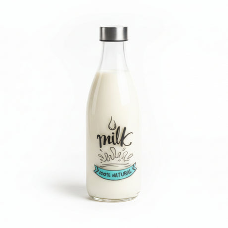 Glass Milk Bottle With Steel Cap 1000ml