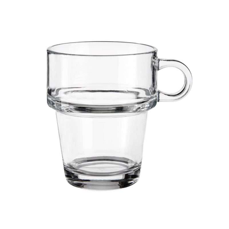 Glass Mug Stackable With Handle 270ml