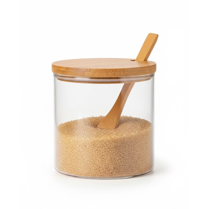 Glass Pot 5L With Bamboo Lid and Spoon