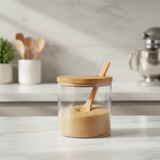 Glass Jar With Bamboo Lid and Spoon