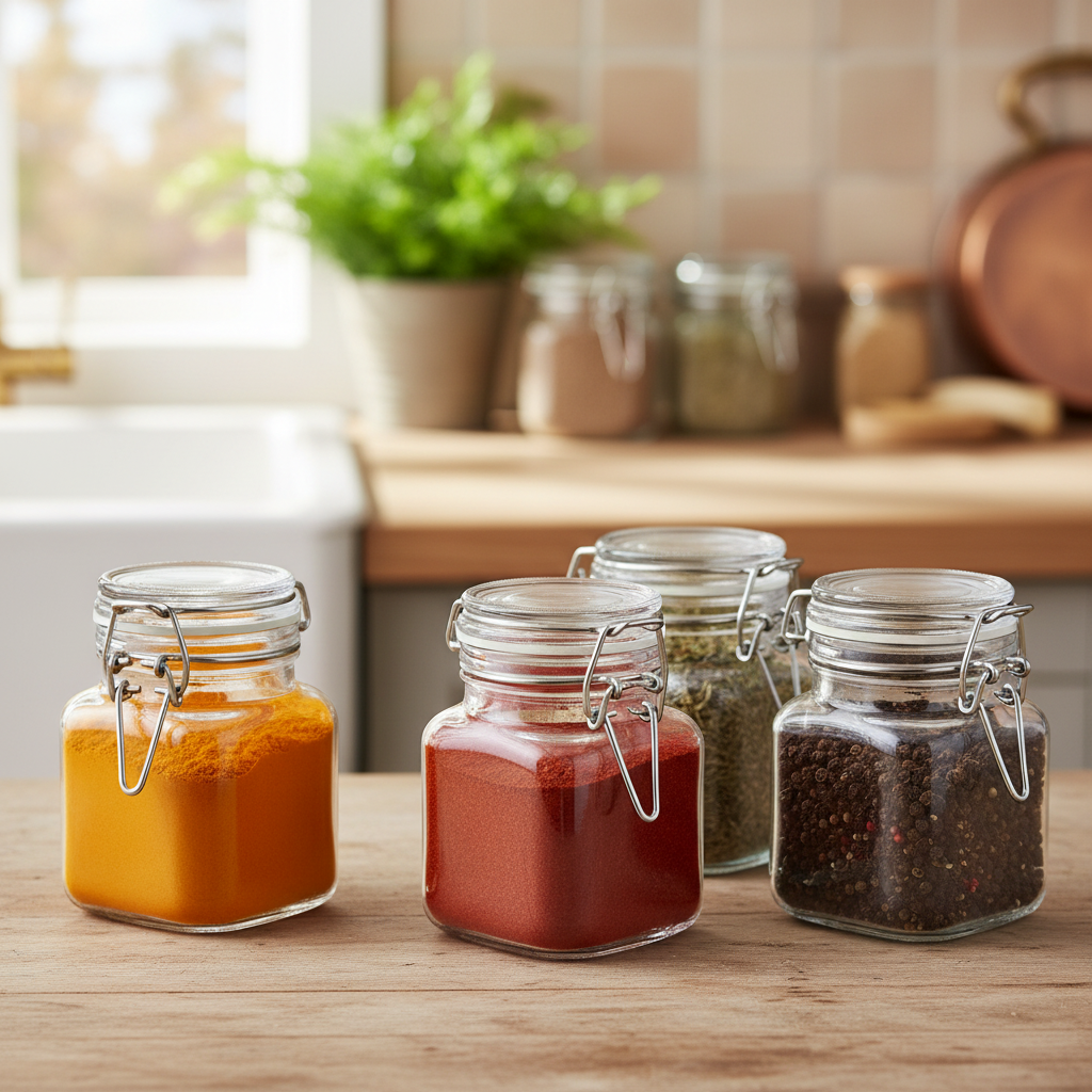 Glass Pot With Lid 90ml (Set of 5)