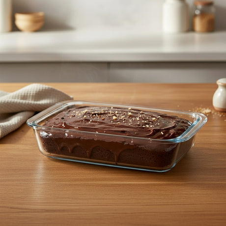 Glass Rectangular Cake Container 1630ml