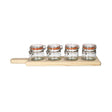 Glass Small Jar With Wooden Tray (Set of 5)