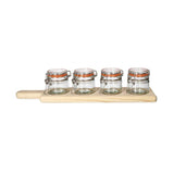 Glass Small Jar With Wooden Tray (Set of 5)