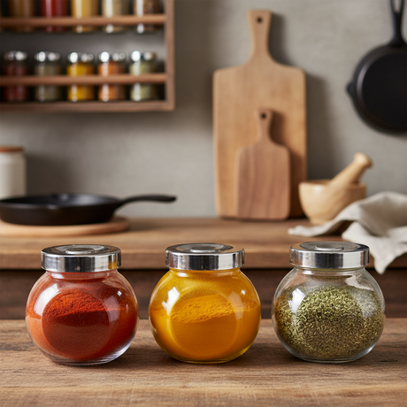 Glass Spice Jar With Plastic Lid 200ml (Set of 3)