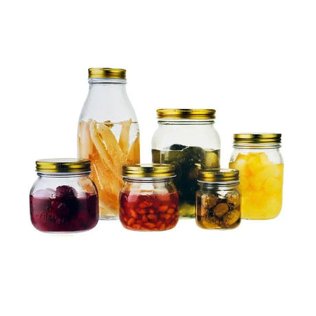 Glass Storage Jar With Metal Lid (Set of 6pcs)