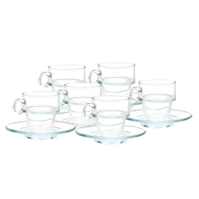 Glass Tea Cup 100ml With Saucer (Set of 6)