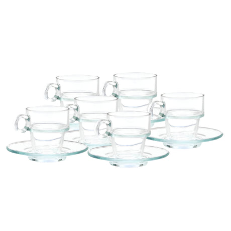 Glass Tea Cup 100ml With Saucer (Set of 6)