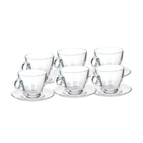 Glass Tea Cup 170ml With Saucer (Set of 6)