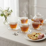 Glass Tea Cup 170ml With Saucer (Set of 6)