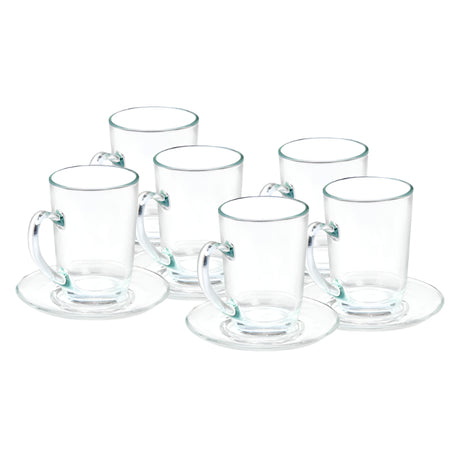 Glass Tea Cup 200ml With Saucer (Set of 6)