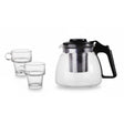 Glass Tea Kettle 900ml With Two Cups 270ml