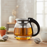 Glass Teapot 1.5L With Plastic Handle Black
