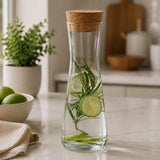 Glass Water Carafe With Cork Lid 870ml