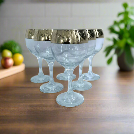 Gold Goblet Glass Set (Pack of 6)