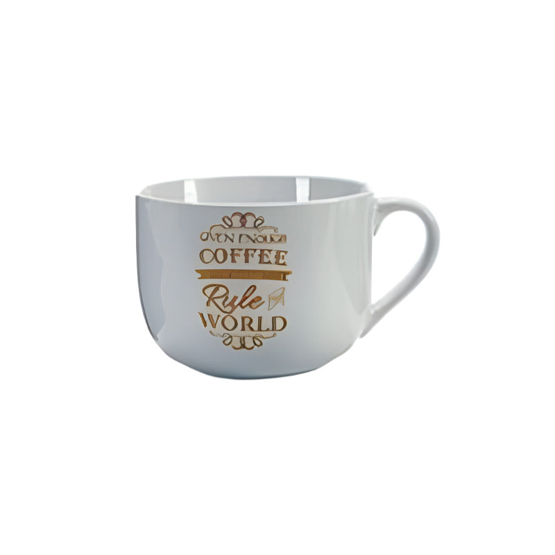 Gold Printed Porcelain Coffee Mug 500ml