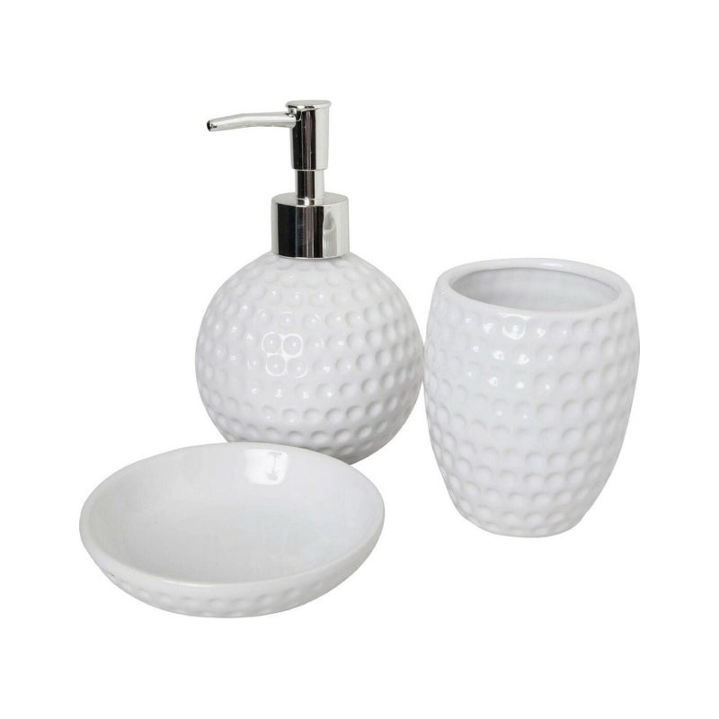 Golf Ball Shape Ceramic Bathroom Set of 3pcs White