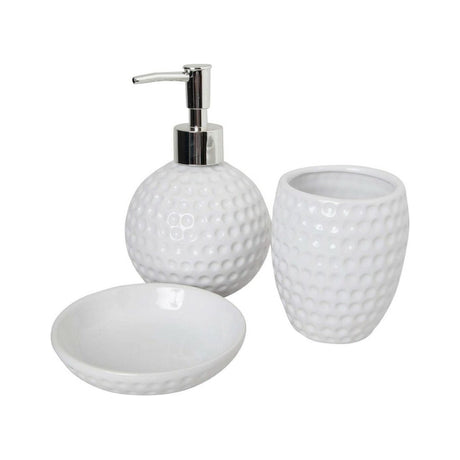 Golf Ball Shape Ceramic Bathroom Set of 3pcs White
