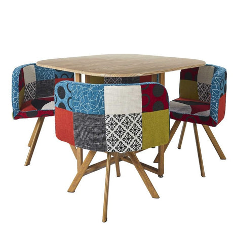 Patch Work Chairs & Table (Set of 4)