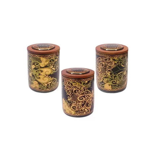 Ceramic Jars Black & Gold Set of 3pcs