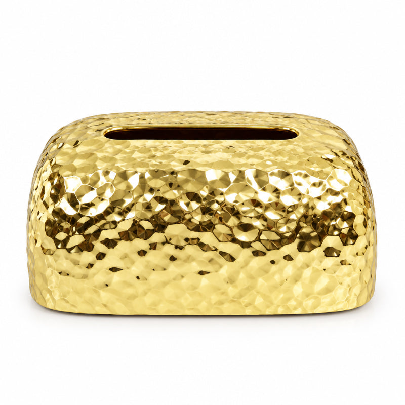 Hammered Tissue Box Gold
