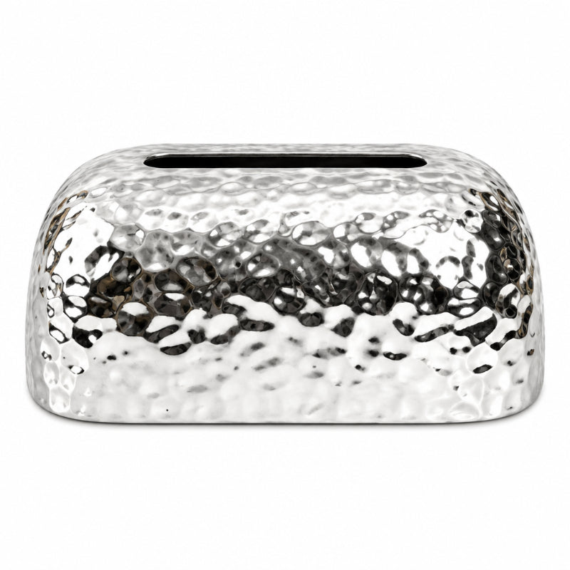 Hammered Dome Tissue Box Holder Silver Ripple