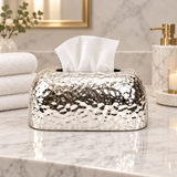 Hammered Dome Tissue Box Holder Silver Ripple