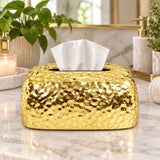 Hammered Tissue Box Gold