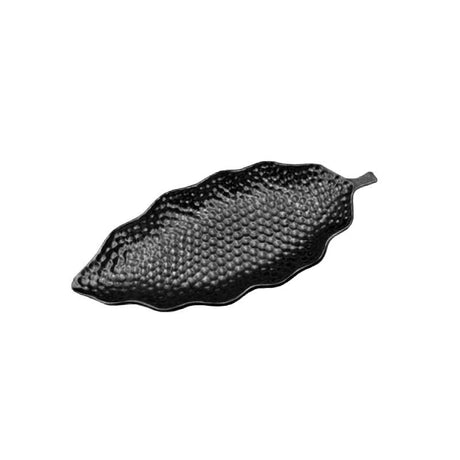 Hammered Leaf Long Serving Tray Black Large