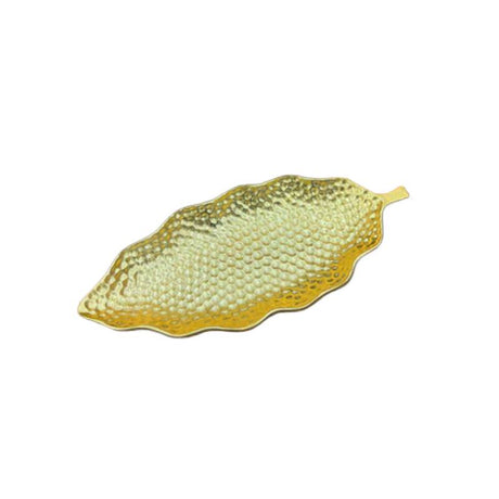 Hammered Leaf Long Serving Tray Gold Large