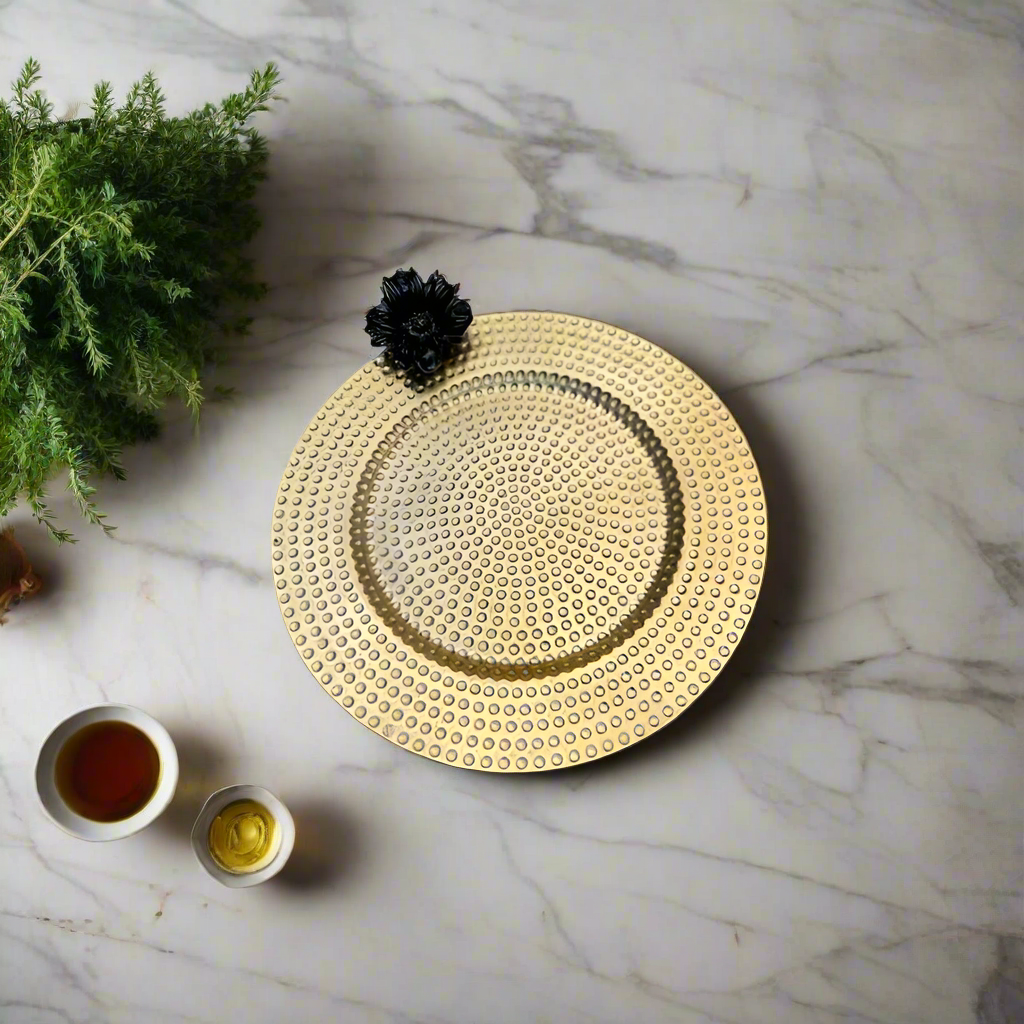 Hammered Serving Platter Gold