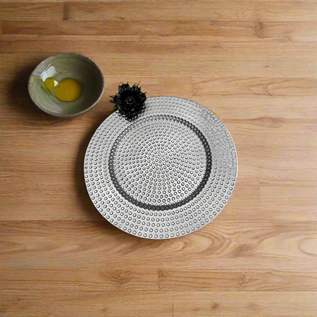 Hammered Serving Platter Silver