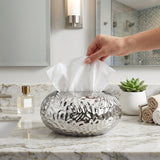 Hammered Silver Ceramic Tissue Box