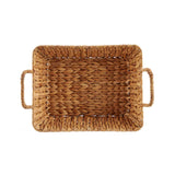 High Rectangular Straw Centerpiece Dish With Handle