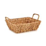 High Rectangular Straw Centerpiece Dish With Handle