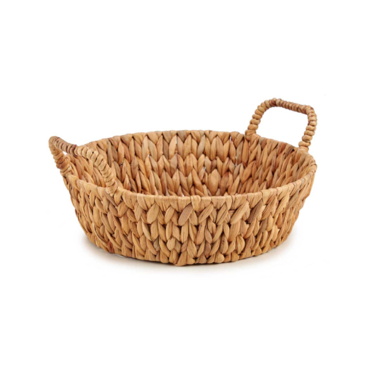 High Round Straw Centerpiece Dish With Handle