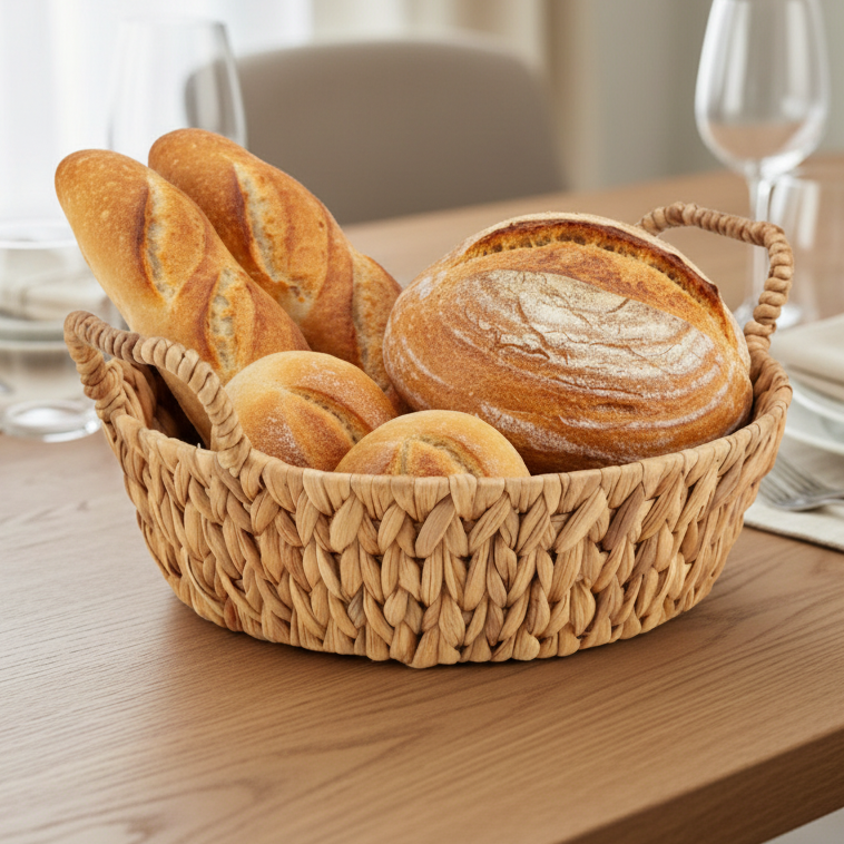 High Round Straw Centerpiece Baket With Handle