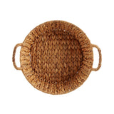 High Round Straw Centerpiece Dish With Handle