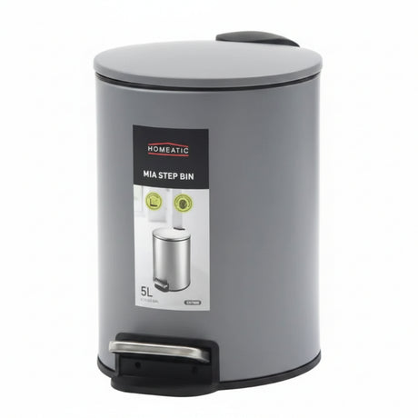 Homeatic Stainless Steel Step Bin 5L Grey