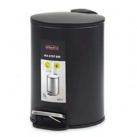 Homeatic Stainless Steel Step Bin 5L Black