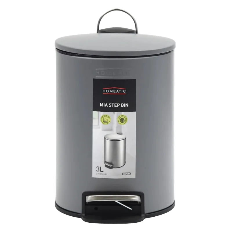 Homeatic Stainless Steel Step Bin 3L Grey