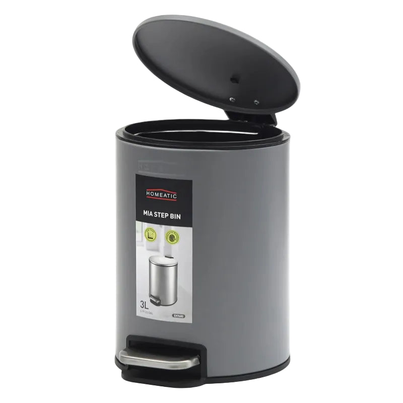Homeatic Stainless Steel Step Bin 3L Grey