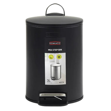 Homeatic Stainless Steel Step Bin 3L Black
