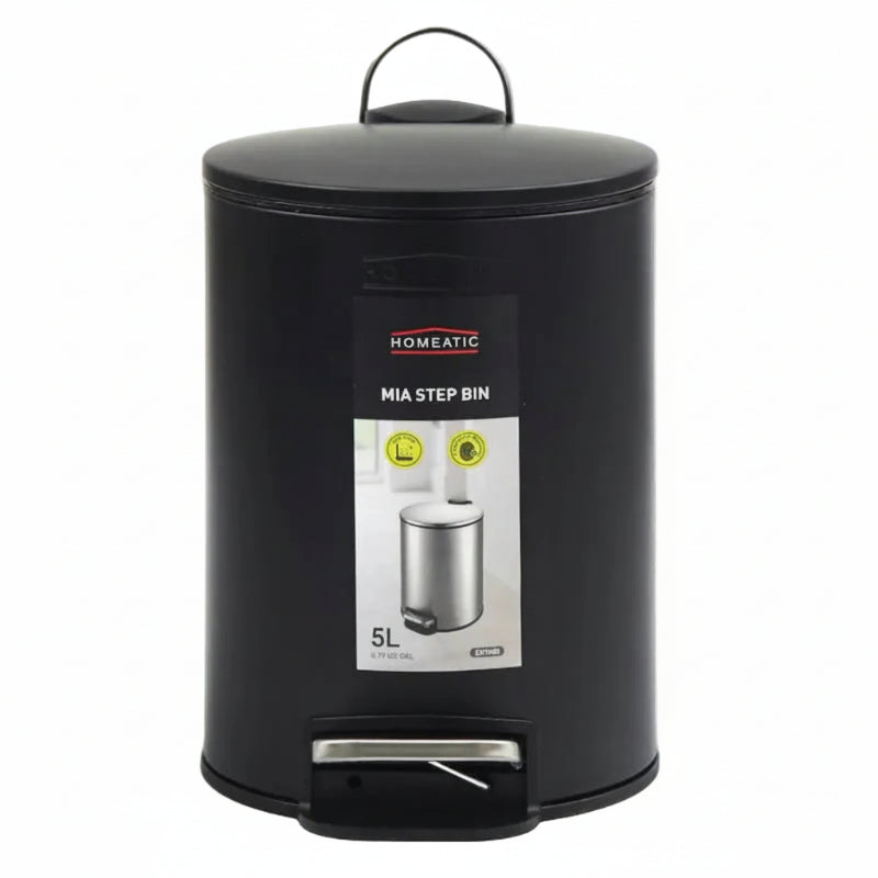 Homeatic Stainless Steel Step Bin 5L Black