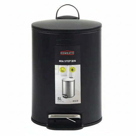 Homeatic Stainless Steel Step Bin 5L Black
