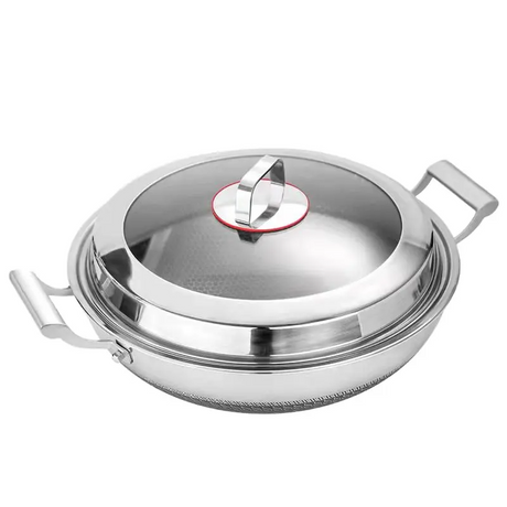 Honey Comb Stainless Steel Wok Pan 34cm