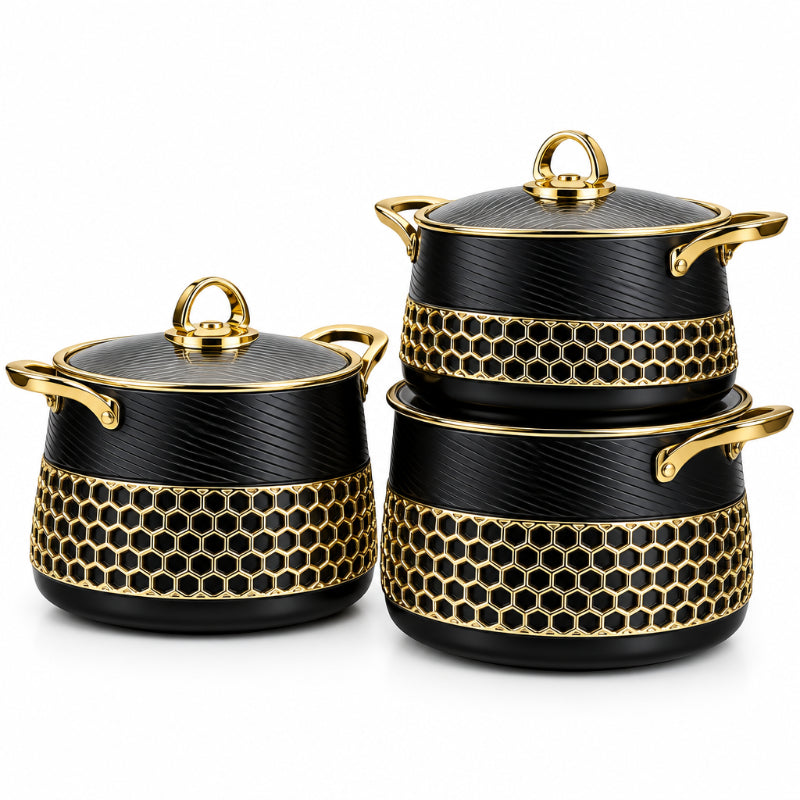 Hotpot Casserole Set Black Marble & Gold